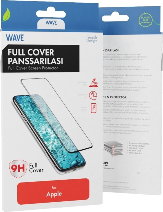 Wave Full Cover -skärmskydd, iPhone 15, svart ram in de groep SMARTPHONE & TABLETS / Mobielbescherming / Apple / iPhone 15 bij TP E-commerce Nordic AB (C48041)