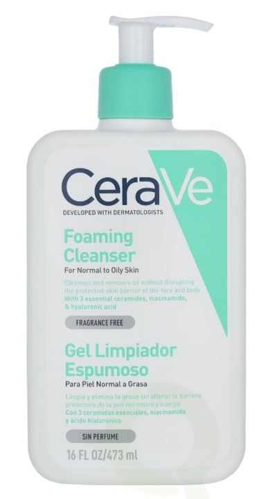 Cerave Foaming Cleanser w/Pump 473 ml For Normal To Oily Skin, Fragrance Free in de groep BEAUTY & HEALTH / Huidsverzorging / Gezicht / Schoonmaak bij TP E-commerce Nordic AB (C49620)