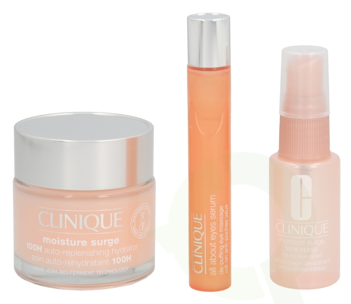 Clinique Moisture Surge Set 120 ml Hydrator 75ml/Eye Serum 15ml/Face Spray 30ml in de groep BEAUTY & HEALTH / Cadeausets / Cadeausets voor haar bij TP E-commerce Nordic AB (C50299)