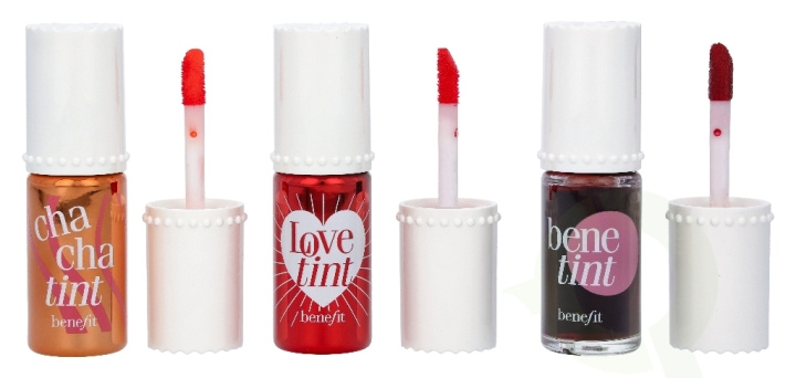 Benefit Lip Tints to Love Set 18 ml 3x6ml - 1x Chachatint Lip & Cheek Stain 6ml/1x Lovetint Lip & Cheek Stain 6ml/1x Benetint Lip & Cheek Stain 6ml in de groep BEAUTY & HEALTH / Makeup / Lippen / Lipp gloss bij TP E-commerce Nordic AB (C51371)