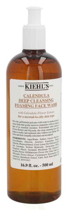 Kiehls Kiehl\'s Calendula Deep Cleansing Foaming Face Wash 500 ml For A Normal-To-Oily Skin Type in de groep BEAUTY & HEALTH / Huidsverzorging / Gezicht / Schoonmaak bij TP E-commerce Nordic AB (C52478)