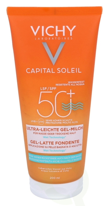 Vichy Ideal Soleil Ultra-Melting Milk Gel SPF50 200 ml Wet Or Dry Skin Application in de groep BEAUTY & HEALTH / Huidsverzorging / Zonnebank / Zonnebescherming bij TP E-commerce Nordic AB (C56632)