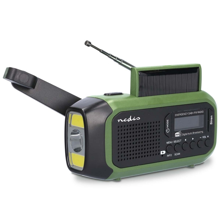 Nedis Noodradio | Draagbaar Model | DAB+ / FM | Batterij Gevoed / Handslinger / Solar Powered / USB Gevoed | Wekker | Groen / Zwart in de groep HOME ELECTRONICS / Audio & Beeld / Thuisbioscoop, Hifi en Draagbaar / Radio & Wekkers / Draadloze audiozender bij TP E-commerce Nordic AB (C57009)