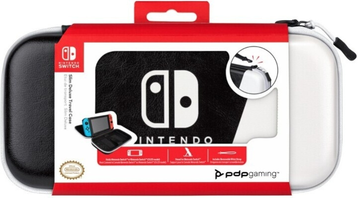 PDP Gaming Slim Deluxe Travel Case Elite – Black/White - Skyddsväska, Switch in de groep HOME ELECTRONICS / Spelconsoles en accessoires / Nintendo Switch / Accessoires bij TP E-commerce Nordic AB (C57275)