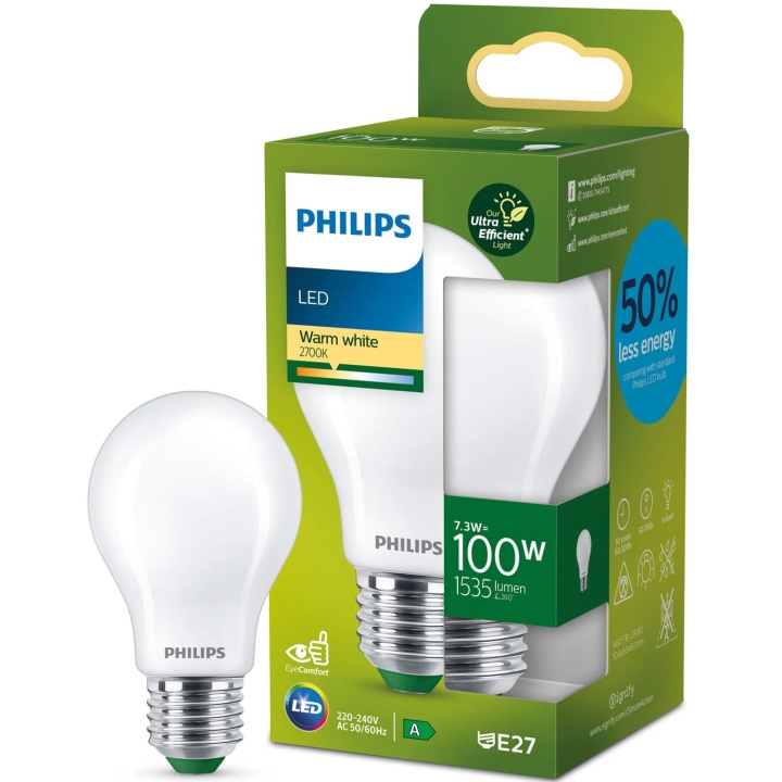 Philips LED E27 Normal 7,3W (100W) Frostad 1535lm 2700K Energiklass A in de groep HOME ELECTRONICS / Verlichting / LED-lampen bij TP E-commerce Nordic AB (C57504)