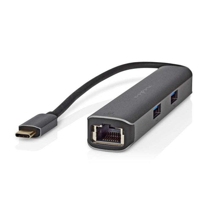 Nedis USB Multi-Port Adapter | USB 3.2 Gen 1 | USB-C™ Male | HDMI™ Output / RJ45 Female / 3x USB-A Female | 5 Gbps | 0.20 m | Rond | Verguld | PVC | Antraciet | Doos in de groep COMPUTERS & RANDAPPARATUUR / Laptops & accessoires / Docking station bij TP E-commerce Nordic AB (C57838)