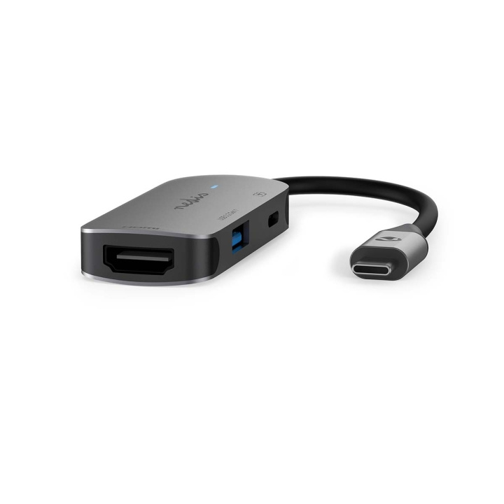 Nedis USB Multi-Port Adapter | USB 3.2 Gen 1 | USB-C™ Male | HDMI™ Output / USB-A Female / USB-C™ Female | 5 Gbps | 0.10 m | Rond | Vernikkeld | PVC | Grijs | Doos in de groep COMPUTERS & RANDAPPARATUUR / Laptops & accessoires / Docking station bij TP E-commerce Nordic AB (C57848)