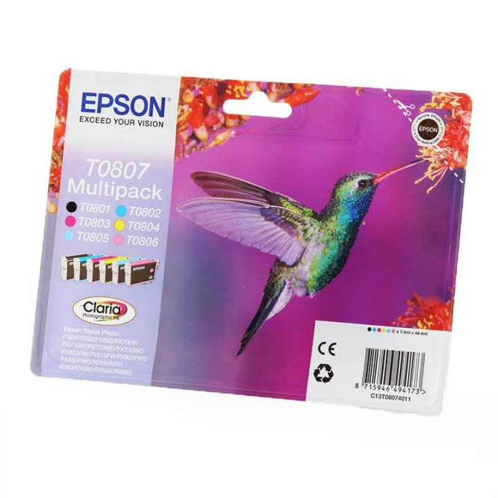 Epson Ink C13T08074011 T0807 Multipack Hummingbird in de groep COMPUTERS & RANDAPPARATUUR / Printers & Accessoires / Inkt & Toner / Inktpatronen / Epson bij TP E-commerce Nordic AB (C58651)