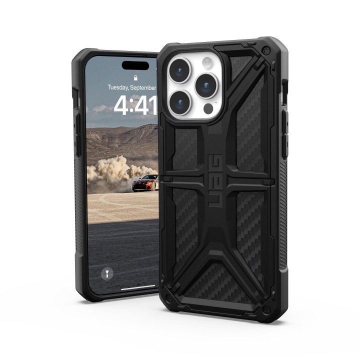 Urban Armor Gear iPhone 15 Pro Max Monarch - Carbon Fiber in de groep SMARTPHONE & TABLETS / Mobielbescherming / Apple / iPhone 15 bij TP E-commerce Nordic AB (C59826)