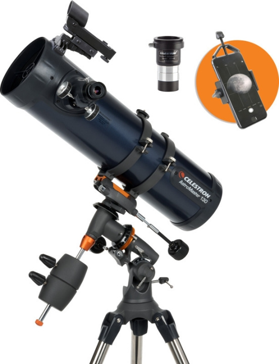 Celestron ASTROMASTER 130EQ stjärnteleskop + telefonadapter och T2-Barlow-lins in de groep SPORT, VRIJE TIJD & HOBBY / Buitenrecreatie / Verrekijker bij TP E-commerce Nordic AB (C60879)