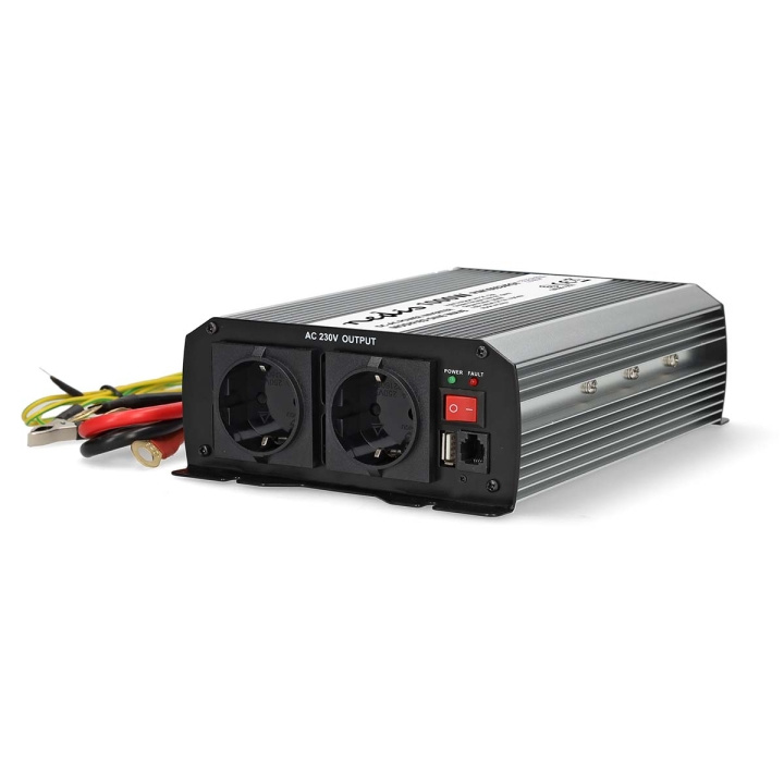 Nedis Omvormer Gemodificeerde Sinusgolf | Ingangsvoltage: 24 V DC | Apparaat stroomoutput: Type F (CEE 7/3) / USB-A | 230 V AC 50 Hz | 1000 W | Piekvermogen: 2000 W | Screw Terminal | Zilver in de groep HUISHOUDEN & TUIN / Elektriciteit & Verlichting / Spanning converters bij TP E-commerce Nordic AB (C64455)