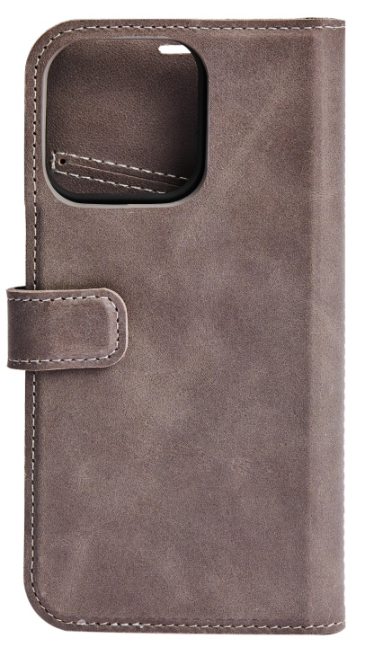 Essentials iPhone 13 Mini leather wallet, detachable, Grey in de groep SMARTPHONE & TABLETS / Mobielbescherming / Apple / iPhone 13 Mini bij TP E-commerce Nordic AB (C65008)