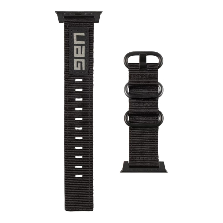 Urban Armor Gear Apple Watch 45/44/42mm Nato Eco Strap, Black in de groep SPORT, VRIJE TIJD & HOBBY / Smartwatch & Activiteitsmeters / Accessoires bij TP E-commerce Nordic AB (C65140)