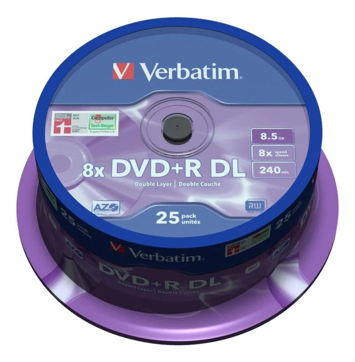 Verbatim DVD+R DL, 8x, 8.56GB/240min, 35-pack spindel, matt silver in de groep HOME ELECTRONICS / Opslagmedia / CD/DVD/BD-schijven / DVD+R bij TP E-commerce Nordic AB (C65237)