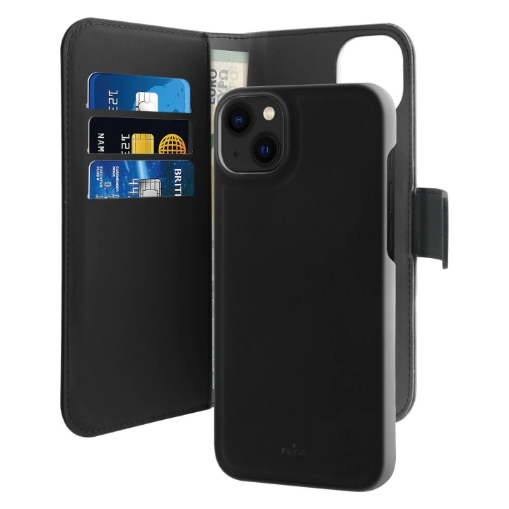 Puro iPhone 14 Plus Eco-Leather wallet, Black in de groep SMARTPHONE & TABLETS / Mobielbescherming / Apple / iPhone 14 bij TP E-commerce Nordic AB (C65311)