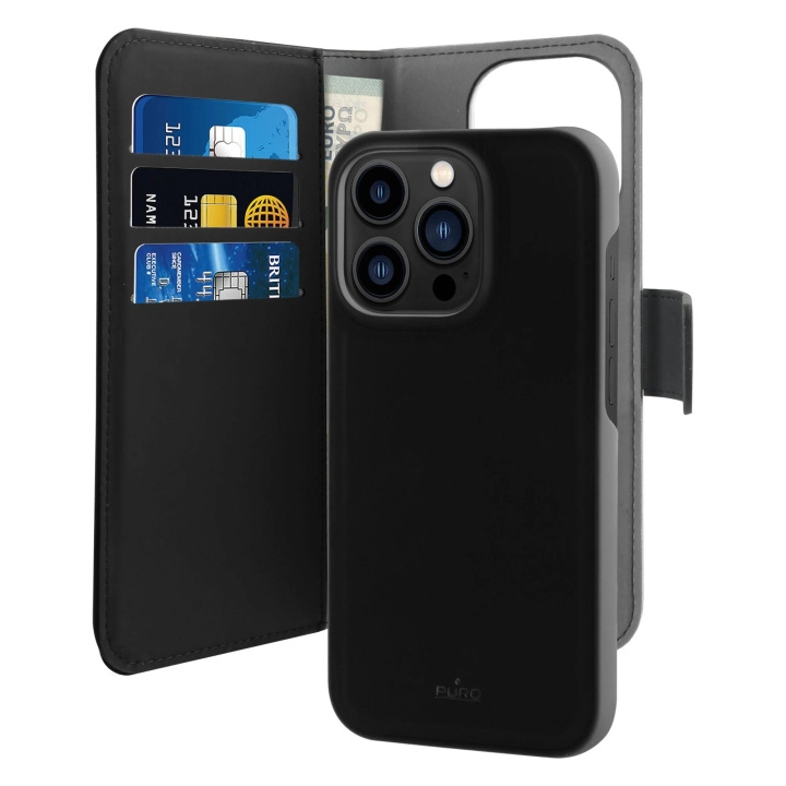 Puro iPhone 14 Pro Max Eco-Leather wallet, Black in de groep SMARTPHONE & TABLETS / Mobielbescherming / Apple / iPhone 14 bij TP E-commerce Nordic AB (C65312)