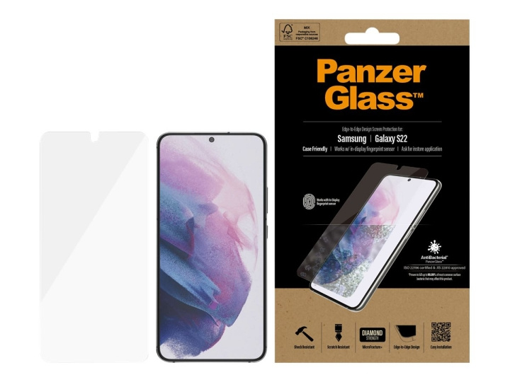 PanzerGlass Skærmbeskytter Transparent Samsung Galaxy S22 in de groep SMARTPHONE & TABLETS / Mobielbescherming / Samsung bij TP E-commerce Nordic AB (C65887)