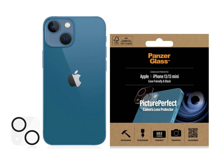 PanzerGlass Objektiv beskyttelse Sort Transparent Apple iPhone 13 in de groep SMARTPHONE & TABLETS / Mobielbescherming / Apple / iPhone 13 bij TP E-commerce Nordic AB (C65889)