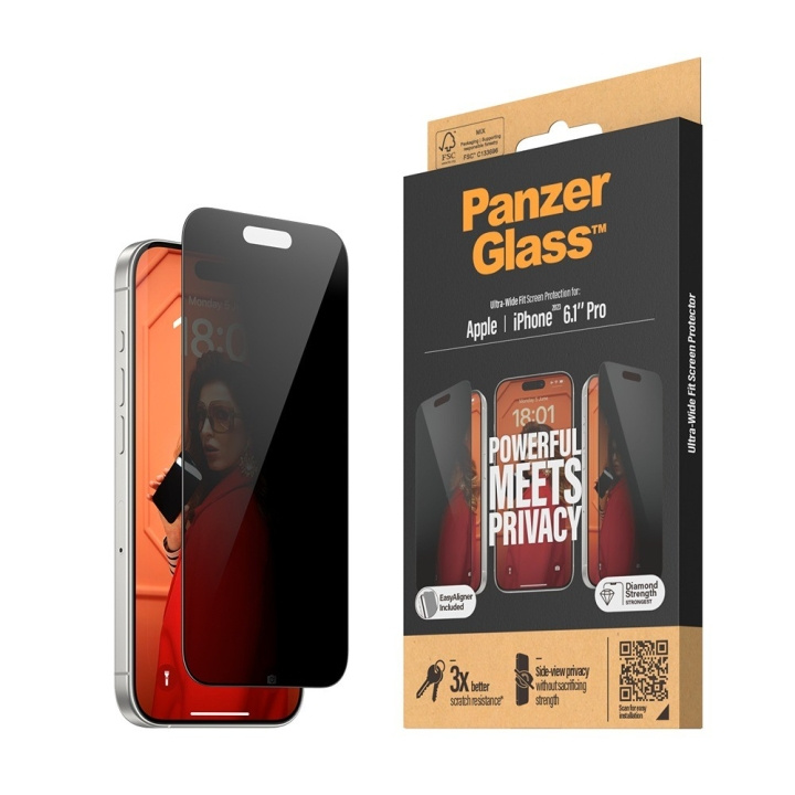 PanzerGlass Privacy Screen Protector Apple iPhone 15 Pro | Ultra-Wide Fit in de groep SMARTPHONE & TABLETS / Mobielbescherming / Apple / iPhone 15 bij TP E-commerce Nordic AB (C65911)