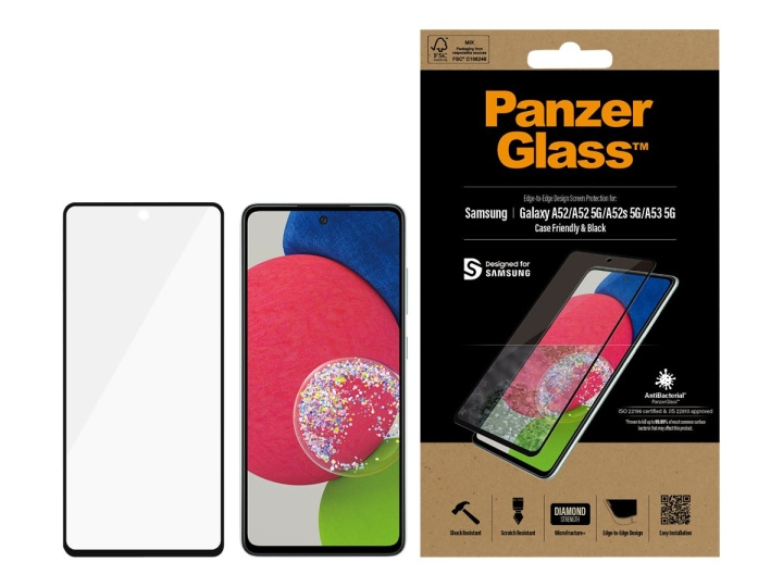 PanzerGlass Skærmbeskytter Sort Transparent Samsung Galaxy A52, A52 5G in de groep SMARTPHONE & TABLETS / Mobielbescherming / Samsung bij TP E-commerce Nordic AB (C65938)