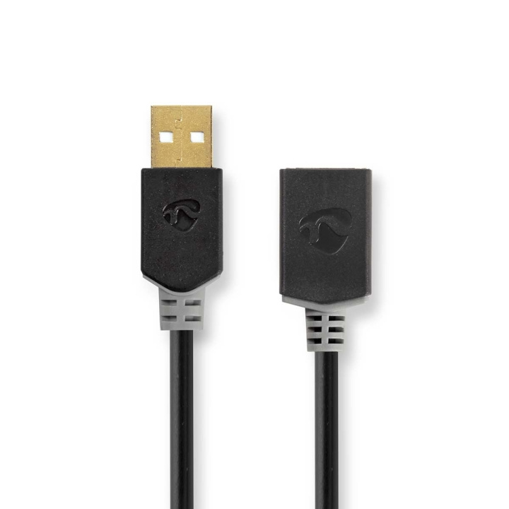 Nedis USB-Kabel | USB 2.0 | USB-A Male | USB-A Female | 480 Mbps | Verguld | 2.00 m | Rond | PVC | Antraciet | Doos in de groep COMPUTERS & RANDAPPARATUUR / Computerkabels / USB / USB-A / Kabels bij TP E-commerce Nordic AB (C66058)