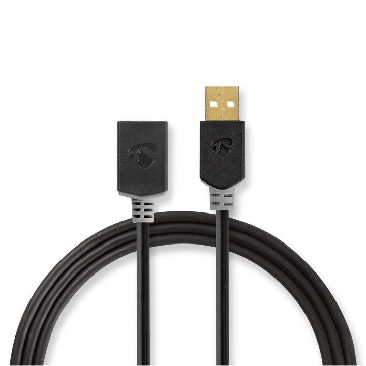 Nedis USB-Kabel | USB 2.0 | USB-A Male | USB-A Female | 480 Mbps | Verguld | 3.00 m | Rond | PVC | Antraciet | Doos in de groep COMPUTERS & RANDAPPARATUUR / Computerkabels / USB / USB-A / Kabels bij TP E-commerce Nordic AB (C66059)