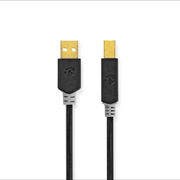 Nedis USB-Kabel | USB 2.0 | USB-A Male | USB-B Male | 480 Mbps | Verguld | 1.00 m | Rond | PVC | Antraciet | Doos in de groep COMPUTERS & RANDAPPARATUUR / Computerkabels / USB / USB-A / Kabels bij TP E-commerce Nordic AB (C66060)