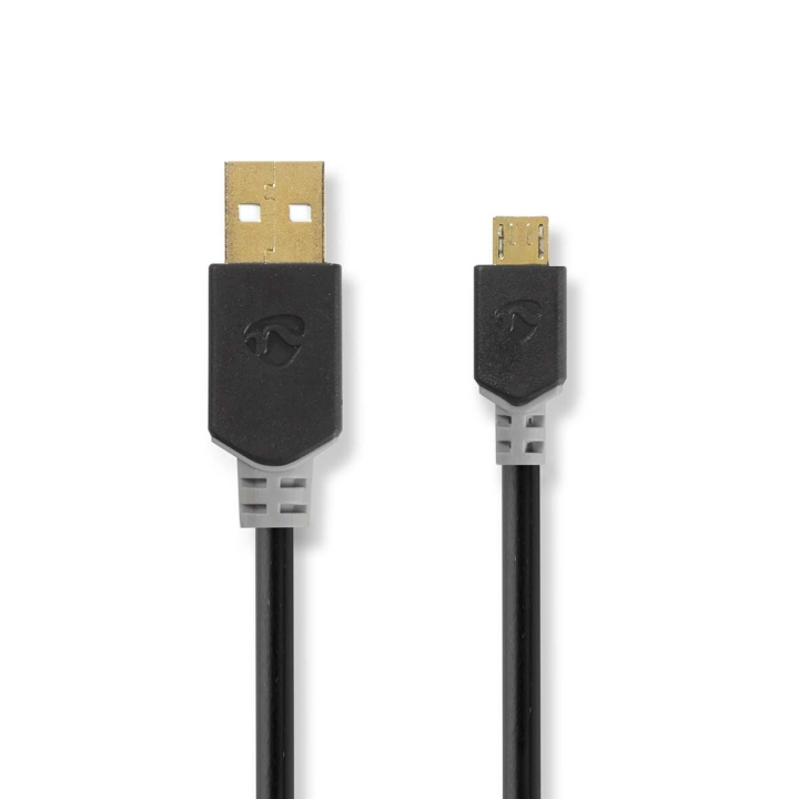 Nedis USB-Kabel | USB 2.0 | USB-A Male | USB Micro-B Male | 480 Mbps | Verguld | 1.00 m | Rond | PVC | Antraciet | Doos in de groep SMARTPHONE & TABLETS / Opladers & Kabels / Kabels / Kabels microUSB bij TP E-commerce Nordic AB (C66062)