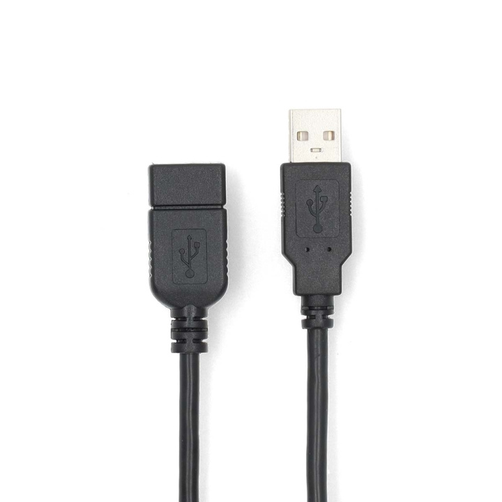 Nedis USB-Kabel | USB 2.0 | USB-A Male | USB-A Female | 480 Mbps | Vernikkeld | 1.00 m | Rond | PVC | Zwart | Doos in de groep COMPUTERS & RANDAPPARATUUR / Computerkabels / USB / USB-A / Kabels bij TP E-commerce Nordic AB (C66072)