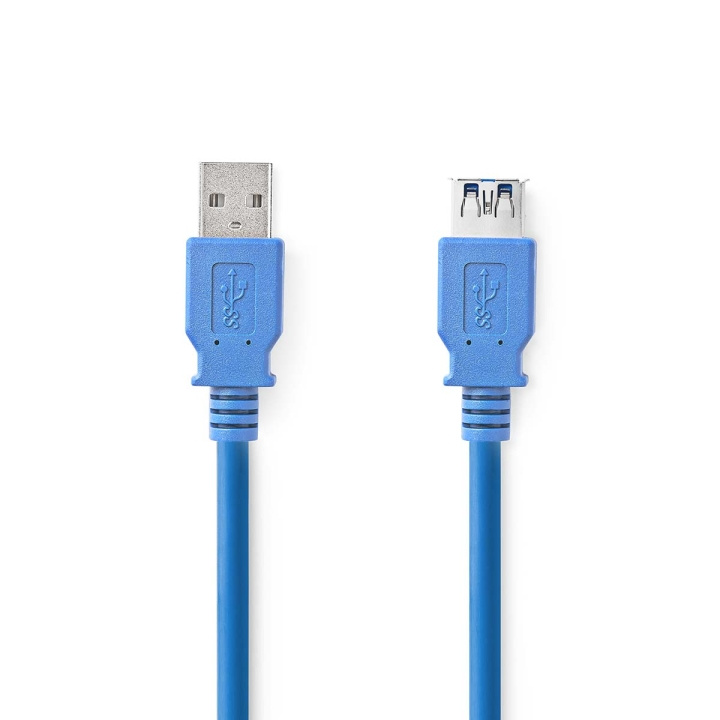 Nedis USB-Kabel | USB 3.2 Gen 1 | USB-A Male | USB-A Female | 5 Gbps | Vernikkeld | 2.00 m | Rond | PVC | Blauw | Doos in de groep COMPUTERS & RANDAPPARATUUR / Computerkabels / USB / USB-A / Kabels bij TP E-commerce Nordic AB (C66100)