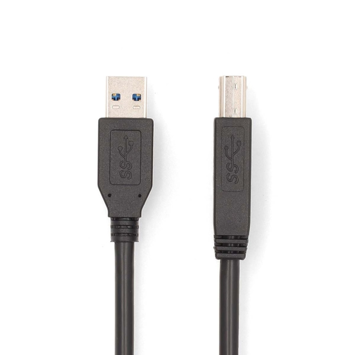 Nedis USB-Kabel | USB 3.2 Gen 1 | USB-A Male | USB-B Male | 5 Gbps | Vernikkeld | 2.00 m | Rond | PVC | Zwart | Doos in de groep COMPUTERS & RANDAPPARATUUR / Computerkabels / USB / USB-A / Kabels bij TP E-commerce Nordic AB (C66101)