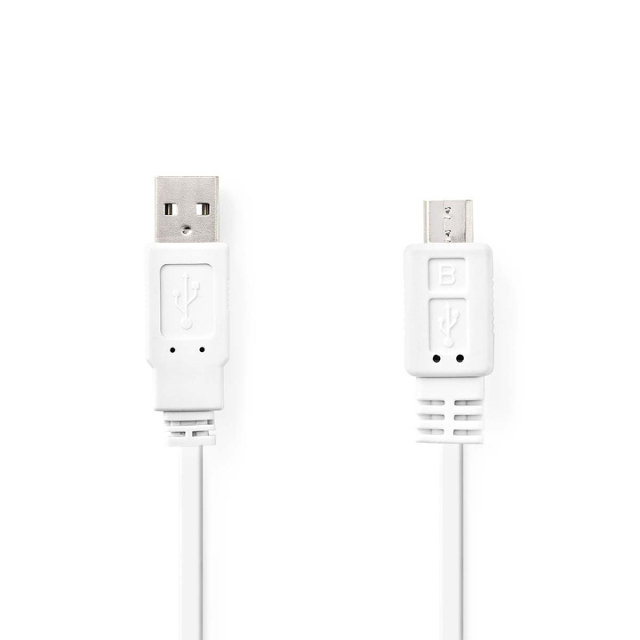 Nedis USB-Kabel | USB 2.0 | USB-A Male | USB Micro-B Male | 480 Mbps | Vernikkeld | 1.00 m | Plat | PVC | Wit | Envelop in de groep SMARTPHONE & TABLETS / Opladers & Kabels / Kabels / Kabels microUSB bij TP E-commerce Nordic AB (C66155)