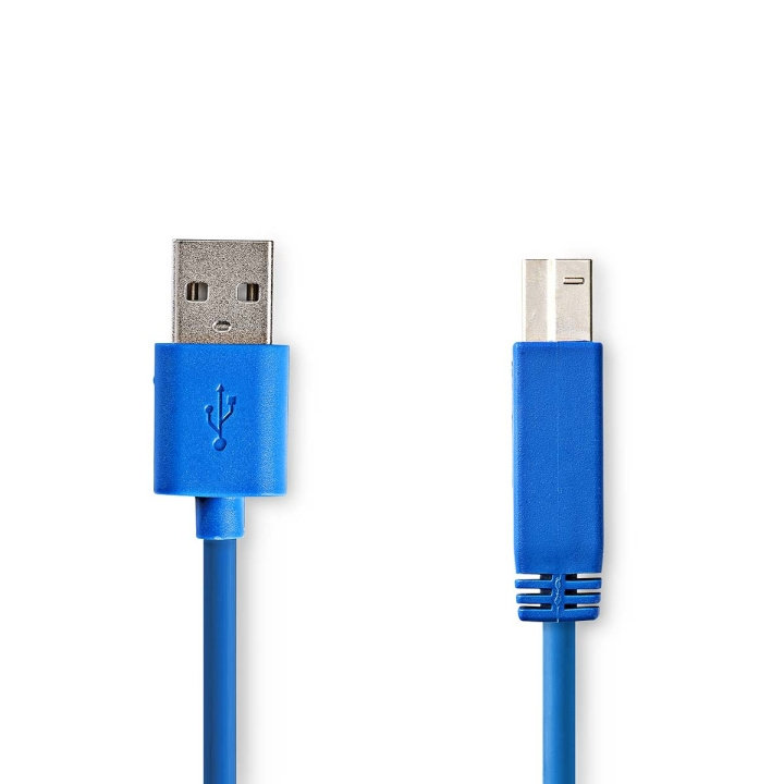 Nedis USB-Kabel | USB 3.2 Gen 1 | USB-A Male | USB-B Male | 5 Gbps | Vernikkeld | 3.00 m | Rond | PVC | Blauw | Envelop in de groep COMPUTERS & RANDAPPARATUUR / Computerkabels / USB / USB-A / Kabels bij TP E-commerce Nordic AB (C66160)