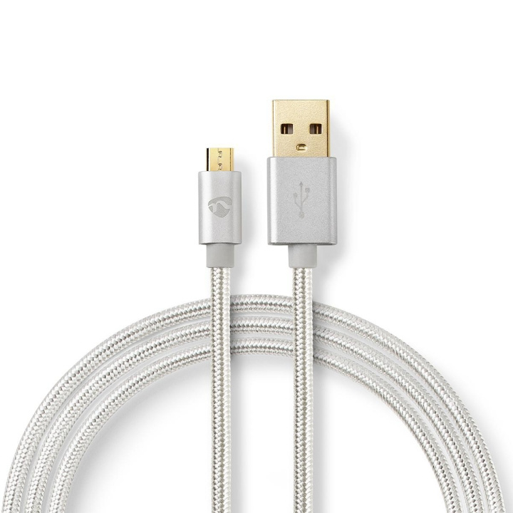 Nedis USB-Kabel | USB 2.0 | USB-A Male | USB Micro-B Male | 10 W | 480 Mbps | Verguld | 3.00 m | Rond | Gevlochten / Nylon | Aluminium | Cover Window Box in de groep COMPUTERS & RANDAPPARATUUR / Computerkabels / USB / Micro-USB / Kabels bij TP E-commerce Nordic AB (C66173)