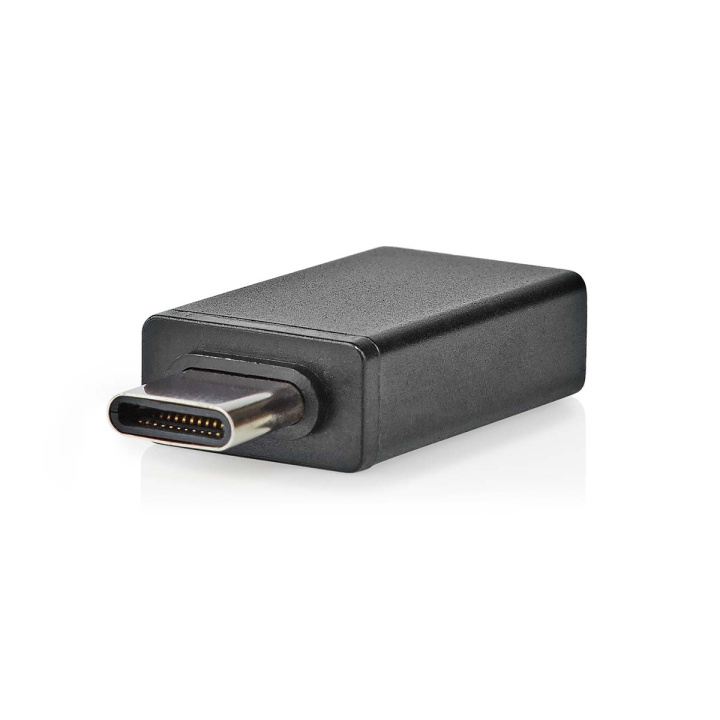 Nedis USB-C™ Adapter | USB 3.2 Gen 1 | USB-C™ Male | USB-A Female | 5 Gbps | OTG | Rond | Vernikkeld | Zwart | Doos in de groep SMARTPHONE & TABLETS / Opladers & Kabels / Adapters bij TP E-commerce Nordic AB (C66657)