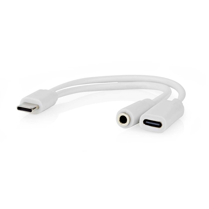 Nedis USB-C™ Adapter | USB 2.0 | USB-C™ Male | USB-C™ Female / 3,5 mm Female | 0.10 m | Rond | Vernikkeld | PVC | Wit | Doos in de groep SMARTPHONE & TABLETS / Opladers & Kabels / Adapters bij TP E-commerce Nordic AB (C66658)