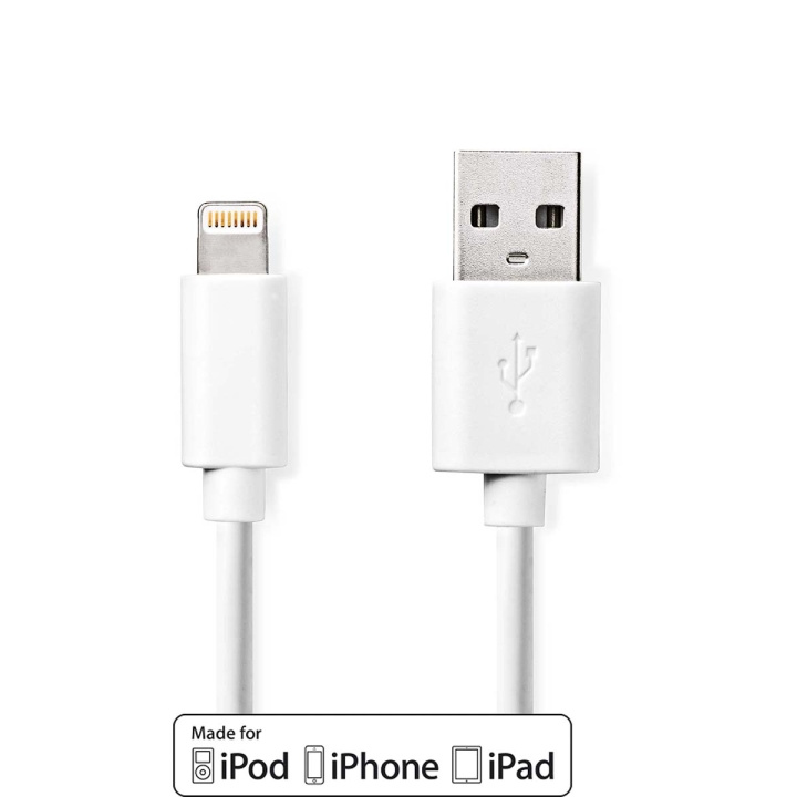 Nedis Lightning Kabel | USB 2.0 | Apple Lightning 8-Pins | USB-A Male | 480 Mbps | Vernikkeld | 3.00 m | Rond | PVC | Wit | Label in de groep SMARTPHONE & TABLETS / Opladers & Kabels / Kabels / Kabels Lightning bij TP E-commerce Nordic AB (C66690)