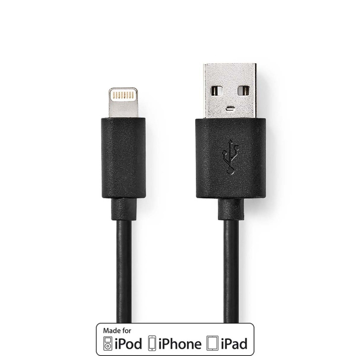 Nedis Lightning Kabel | USB 2.0 | Apple Lightning 8-Pins | USB-A Male | 480 Mbps | Vernikkeld | 1.00 m | Rond | PVC | Zwart | Label in de groep SMARTPHONE & TABLETS / Opladers & Kabels / Kabels / Kabels Lightning bij TP E-commerce Nordic AB (C66715)