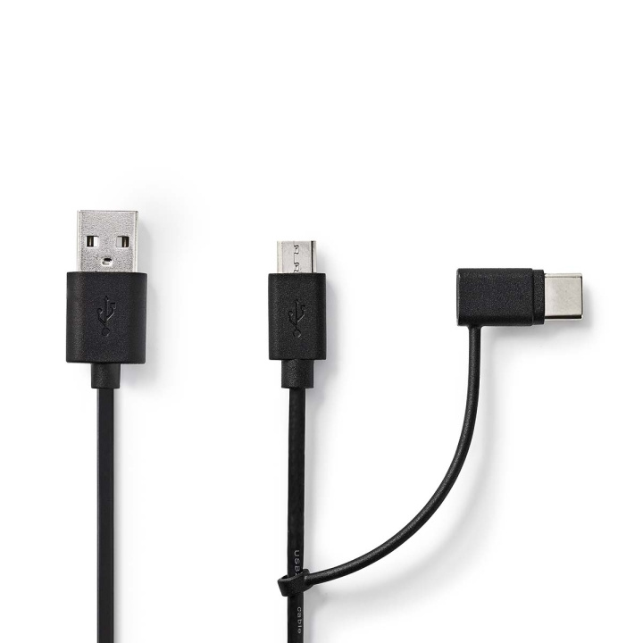 Nedis 2-in-1-Kabel | USB 2.0 | USB-A Male | USB Micro-B Male / USB-C™ Male | 480 Mbps | 1.00 m | Vernikkeld | Rond | PVC | Zwart | Label in de groep COMPUTERS & RANDAPPARATUUR / Computerkabels / USB / Micro-USB / Kabels bij TP E-commerce Nordic AB (C66716)