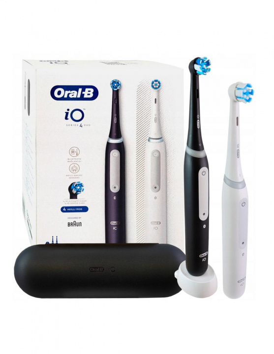 Oral B magnettandborste iO Series 4 Duo 2 st. matt svart/semivit in de groep BEAUTY & HEALTH / Mondverzorging / Elektrische tandenborstels bij TP E-commerce Nordic AB (C66951)