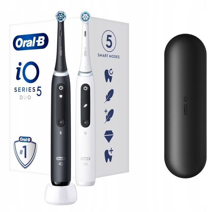 Oral B iO Series 5 Duo Pack Black+White elektrisk tandborste in de groep BEAUTY & HEALTH / Mondverzorging / Elektrische tandenborstels bij TP E-commerce Nordic AB (C66952)