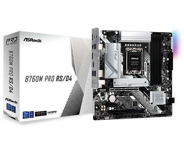 ASRock B760 PRO RS, DDR4 LGA1700 mATX in de groep COMPUTERS & RANDAPPARATUUR / Computeronderdelen / Moederbord bij TP E-commerce Nordic AB (C67023)