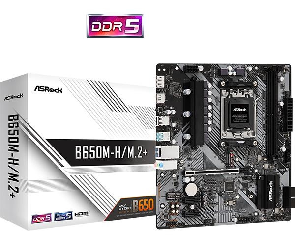 ASRock B650M-H/M.2+ Motherboard Micro ATX AM5 Socket DDR5 in de groep COMPUTERS & RANDAPPARATUUR / Computeronderdelen / Moederbord bij TP E-commerce Nordic AB (C67067)