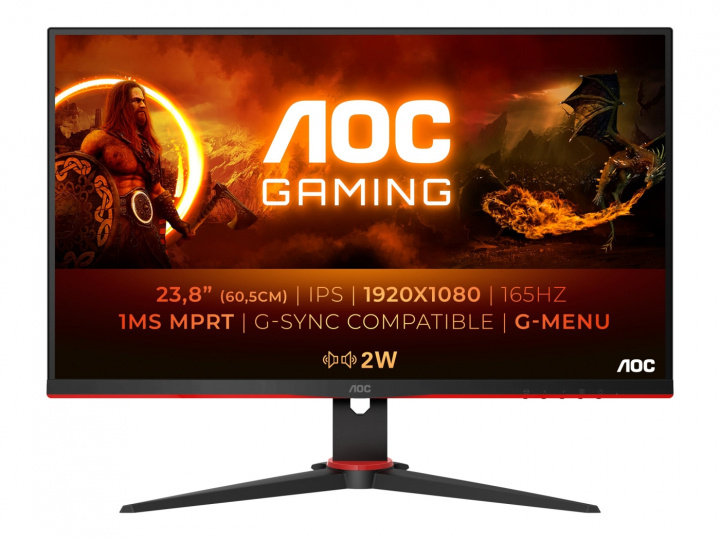 AOC Gaming 24G2SPU/BK 23,8 1920 x 1080 (Full HD) VGA (HD-15) HDMI DisplayPort 165Hz Pivot-skärm in de groep COMPUTERS & RANDAPPARATUUR / Computermonitor / Computermonitoren bij TP E-commerce Nordic AB (C67077)