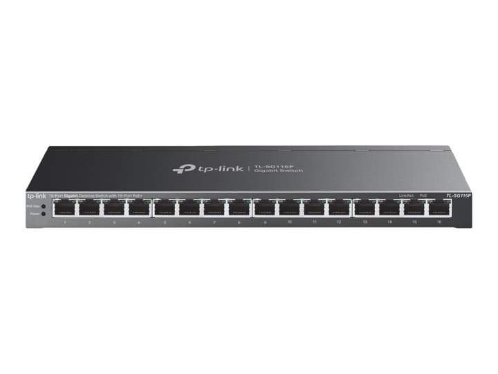 TP-Link TL-SG116P V1 Switch 16-port Gigabit PoE+ in de groep COMPUTERS & RANDAPPARATUUR / Netwerk / Schakelaars / 10/100/1000Mbps bij TP E-commerce Nordic AB (C67159)