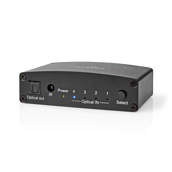 Nedis Digitale Audio-Switch | 4-wegs | Input: DC Power / 4x TosLink | Output: TosLink Female | Afstandsbediening / Drukknop / Manueel | Metaal | Zwart in de groep HOME ELECTRONICS / Kabels & Adapters / Audio Digitaal bij TP E-commerce Nordic AB (C67495)