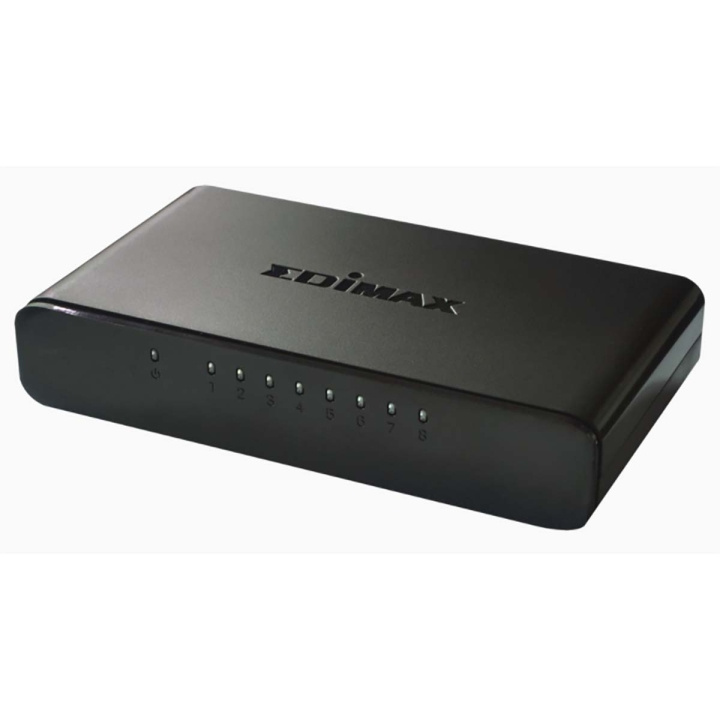 Edimax 8-poorts 10/100 Mbit Fast Ethernet Desktop Switch in de groep COMPUTERS & RANDAPPARATUUR / Netwerk / Schakelaars bij TP E-commerce Nordic AB (C67580)