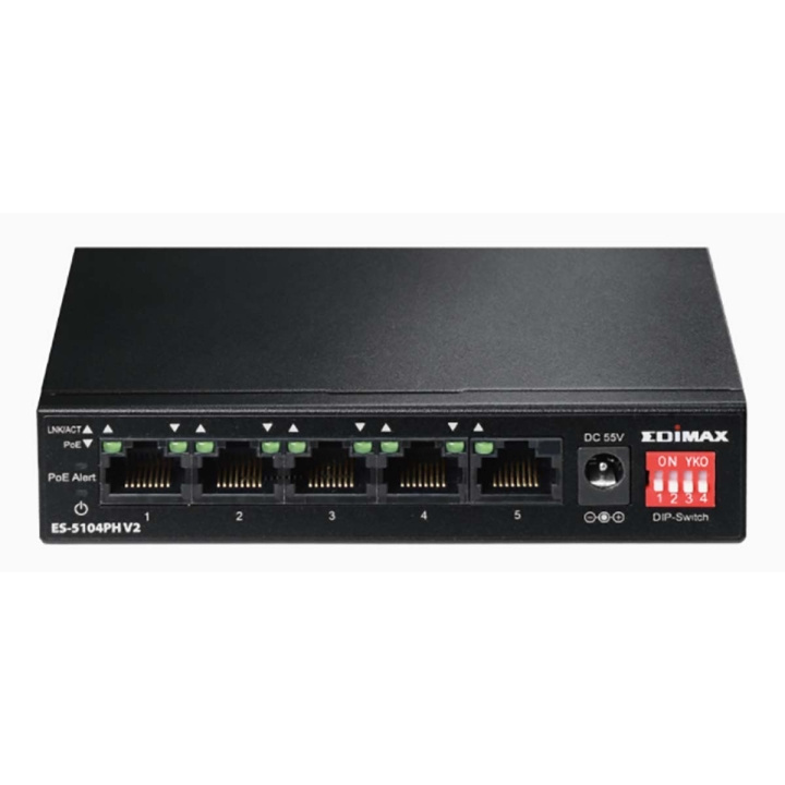 Edimax Lange afstand 5-poorts Fast Ethernet-switch met 4 PoE+-poorten en DIP-switch in de groep COMPUTERS & RANDAPPARATUUR / Netwerk / Schakelaars / 10/100/1000Mbps bij TP E-commerce Nordic AB (C67581)