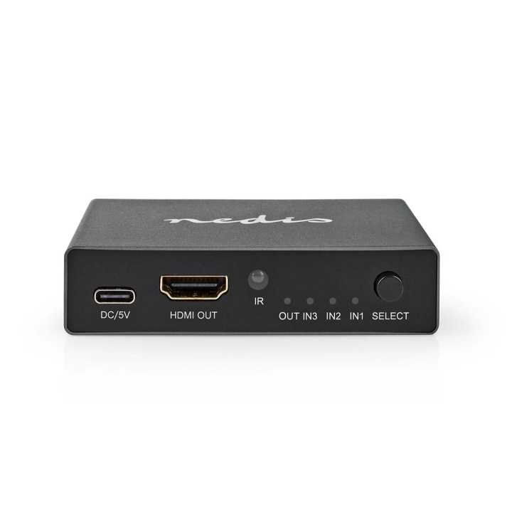 Nedis HDMI™-Switch | 3 poort(en) | 3x HDMI™ Input | HDMI™ Output | 8K@60Hz | 45 Gbps | Afstandbestuurbaar | Aluminium | Antraciet in de groep HOME ELECTRONICS / Kabels & Adapters / HDMI / Adapters bij TP E-commerce Nordic AB (C67621)