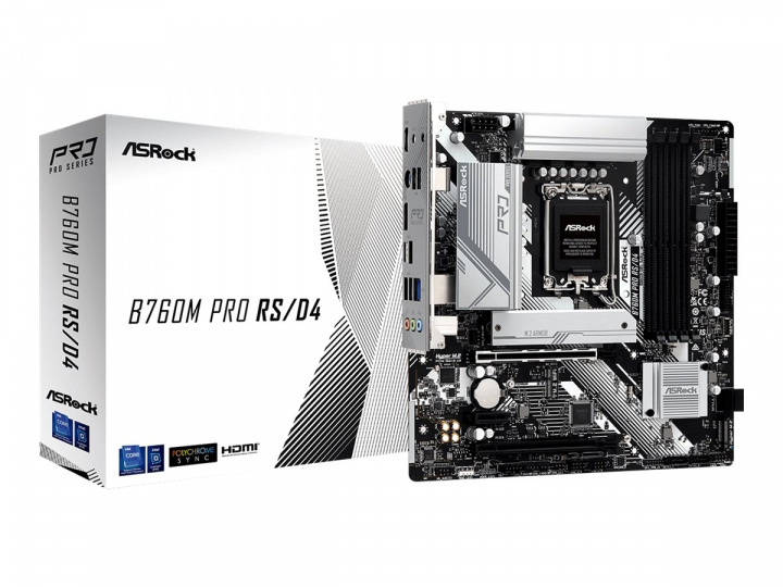 ASRock B760M PRO RS/D4 Micro-ATX LGA1700 Intel B760 in de groep COMPUTERS & RANDAPPARATUUR / Computeronderdelen / Moederbord bij TP E-commerce Nordic AB (C67851)